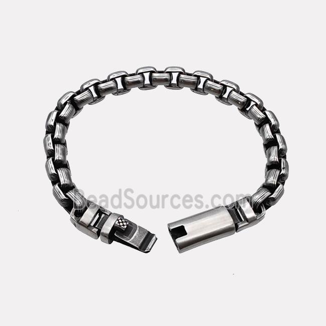 304 Stainless Steel Bracelet Antique Silver