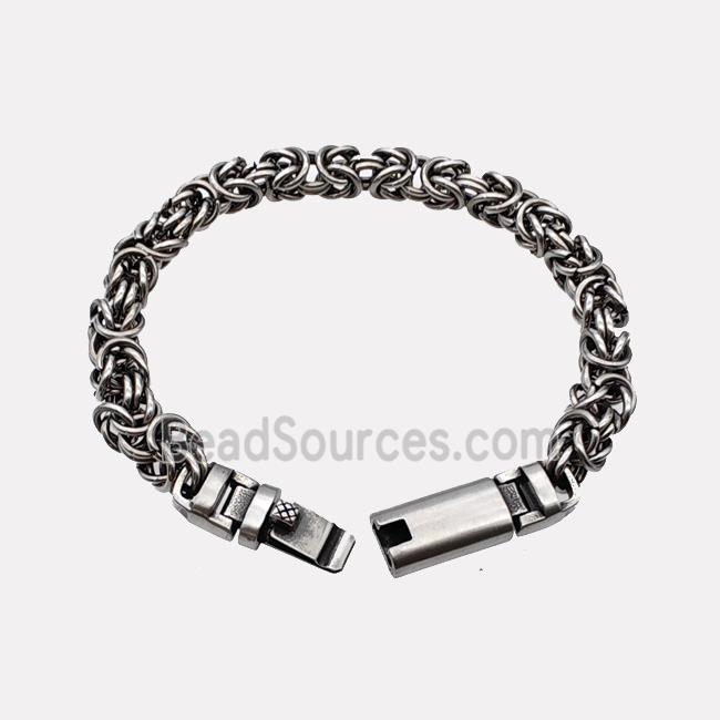 304 Stainless Steel Bracelet Antique Silver