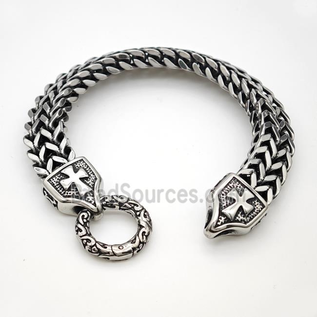 304 Stainless Steel Cross Bracelet Antique Silver