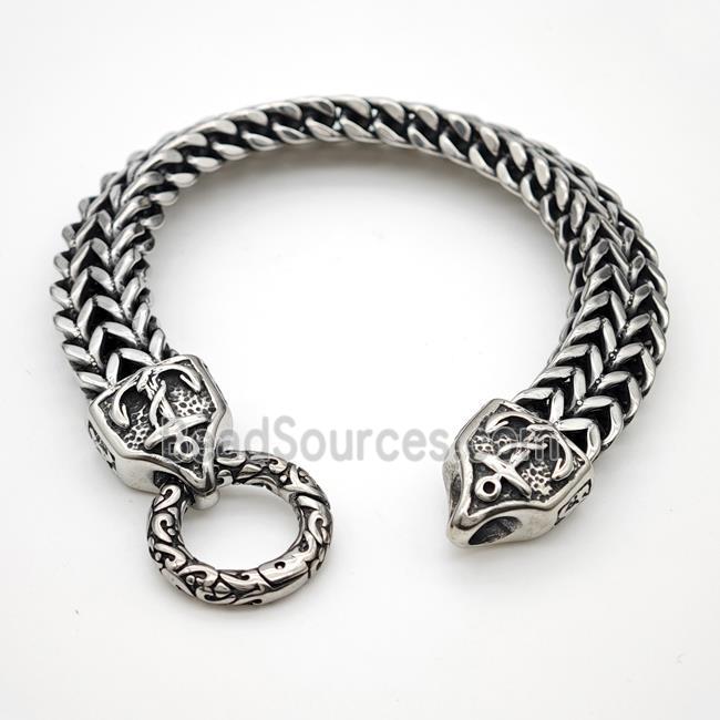 304 Stainless Steel Anchor Bracelet Antique Silver