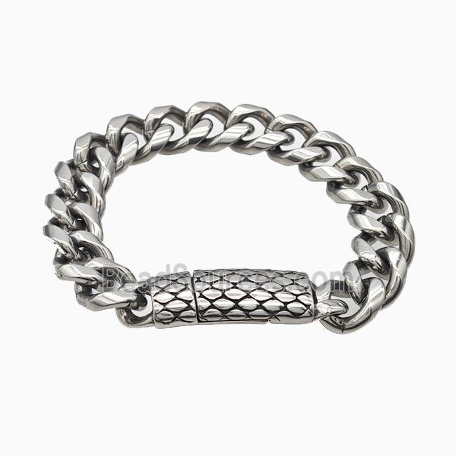 304 Stainless Steel Bracelet Snakeskin Antique Silver