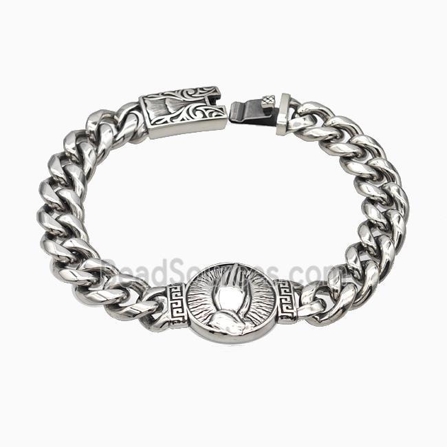 304 Stainless Steel Bracelet Prayer Antique Silver