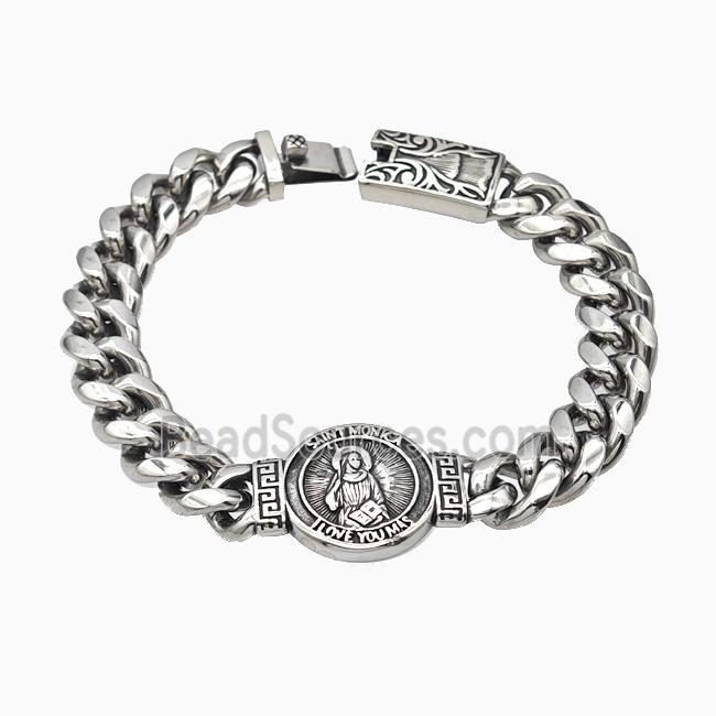 304 Stainless Steel Bracelet Saint Monica Antique Silver