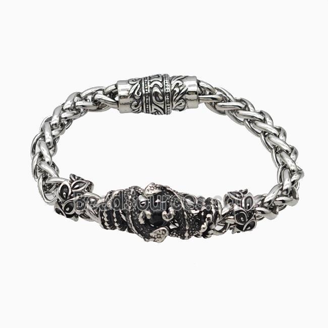 304 Stainless Steel Bracelet Snake Antique Silver