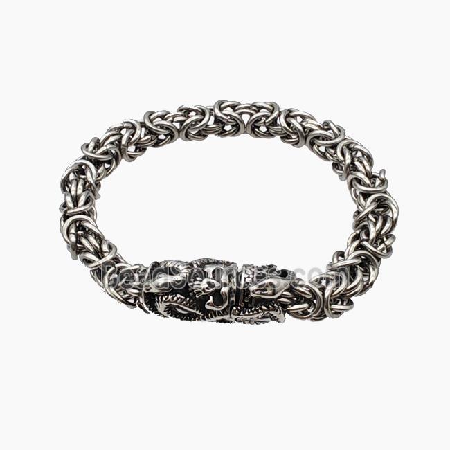 304 Stainless Steel Bracelet Snake Antique Silver