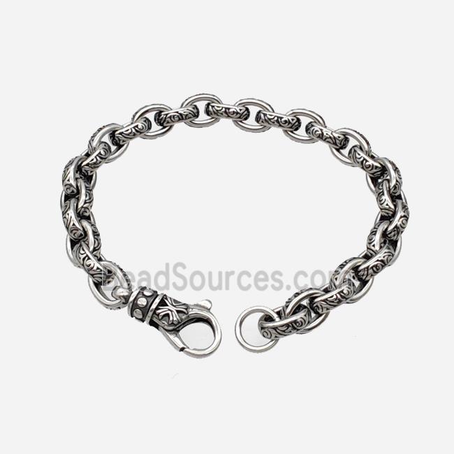 304 Stainless Steel Bracelet Antique Silver