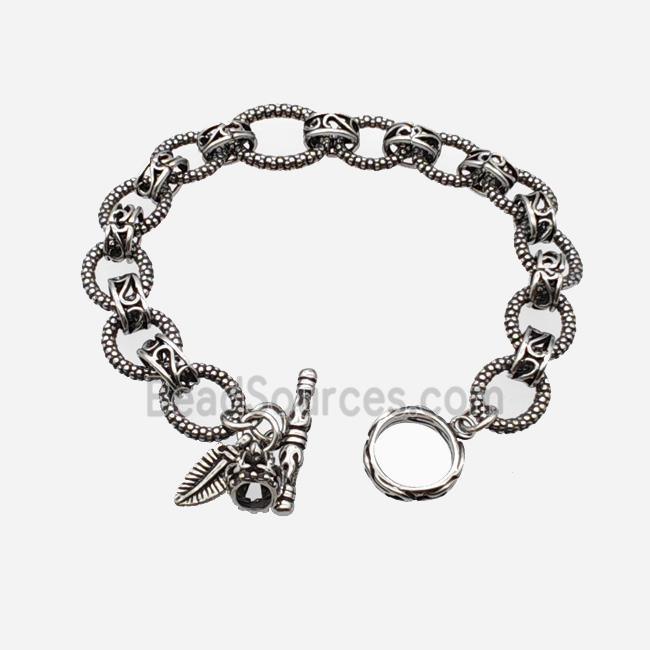 304 Stainless Steel Bracelet Antique Silver