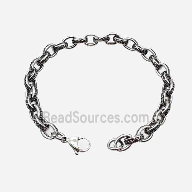 304 Stainless Steel Bracelet Antique Silver