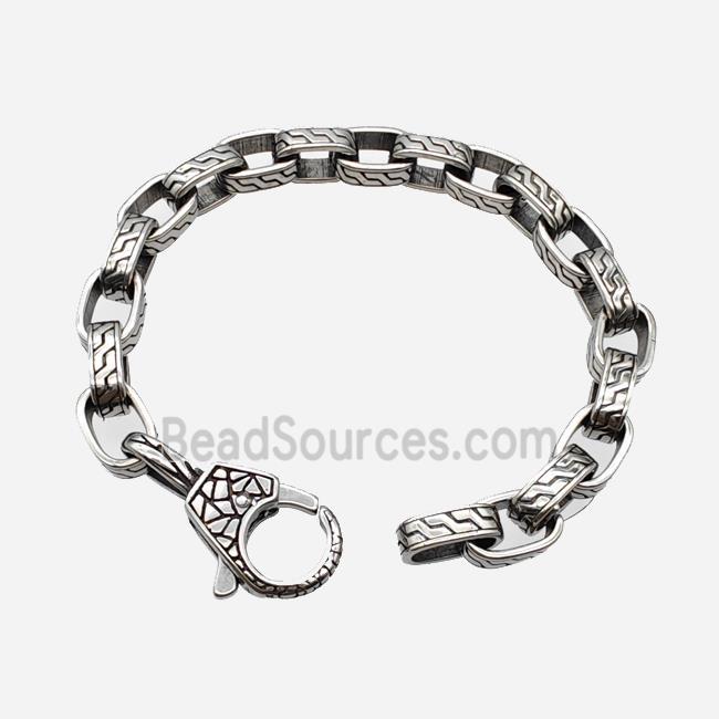 304 Stainless Steel Bracelet Antique Silver