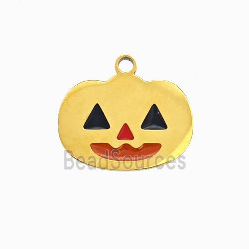 Halloween Pumpkin Charms 304 Stainless Pendant Enamel Gold Plated