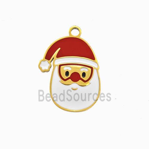 Christmas Santa Claus Charms 304 Stainless Steel Pendant Red White Enamel Gold Plated