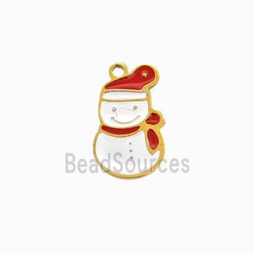 Christmas Snowman Charms 304 Stainless Steel Pendant Enamel Gold Plated