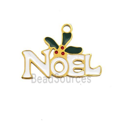 Christmas NOEL Charms 304 Stainless Steel Pendant Enamel Gold Plated