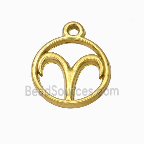 Stainless Steel Symbol Pendant Zodiac Aries Gold Plated