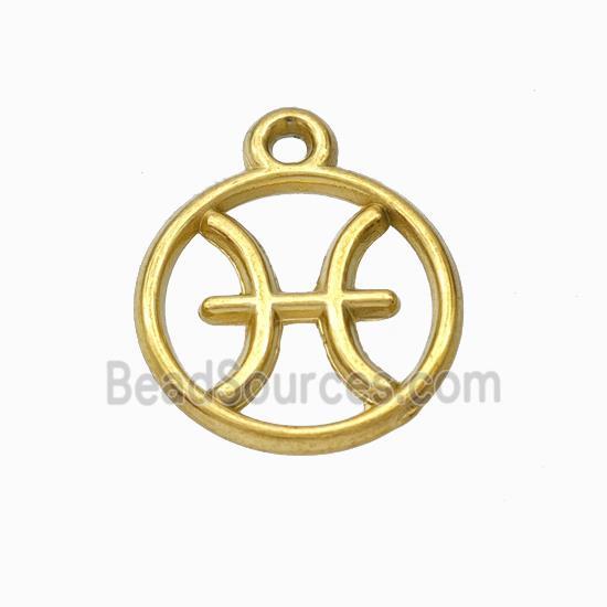 Stainless Steel Symbol Pendant Zodiac Pisces Gold Plated