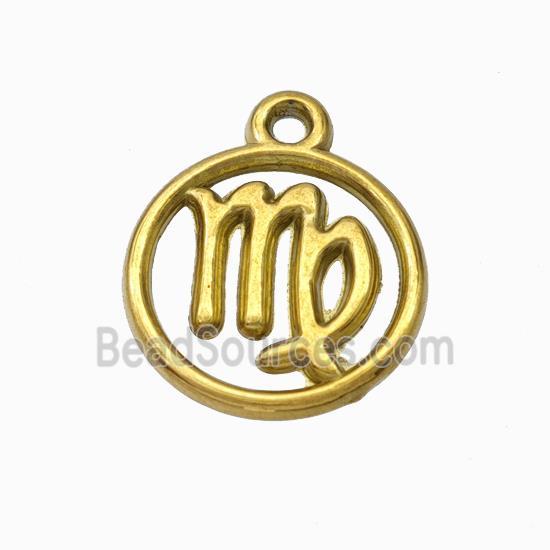 Stainless Steel Symbol Pendant Zodiac Virgo Gold Plated