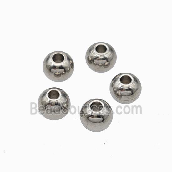 Raw Stainless Steel Round Beads Smooth