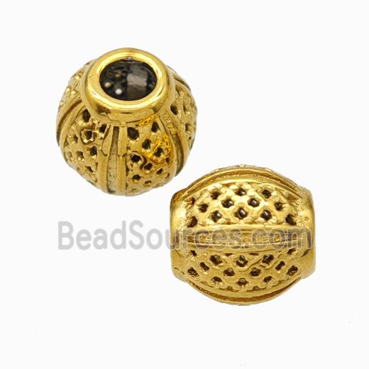 Titanium Steel Round Beads Large Hole Hollow gold plated