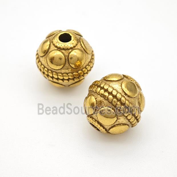 Stainless Steel Beads Round Gold Plated