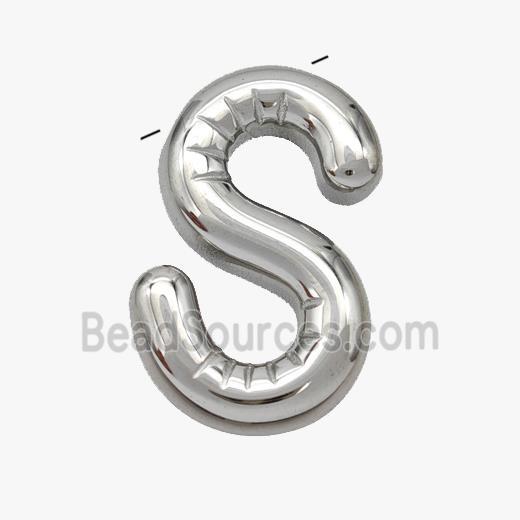 Stainless Steel letter Pendant, Platinum Plated