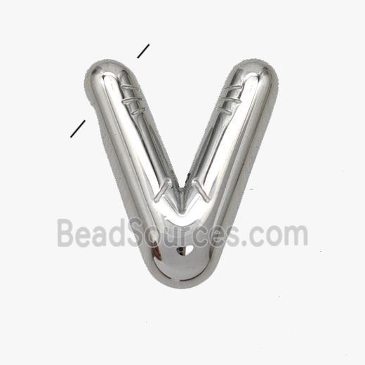 Stainless Steel letter Pendant, Platinum Plated