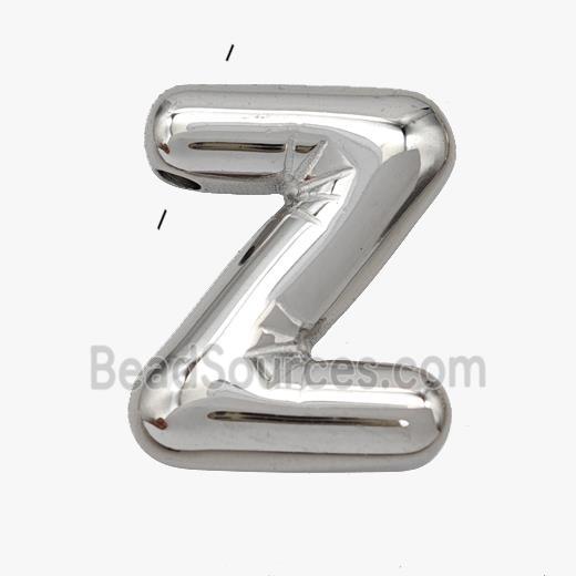 Stainless Steel letter Pendant, Platinum Plated