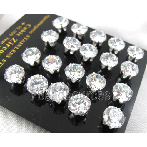 hypoallergenic Stainless Steel earring with clear cubic zirconia