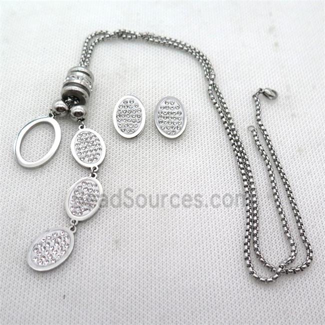 stainless steel necklace and earring, platinum plated