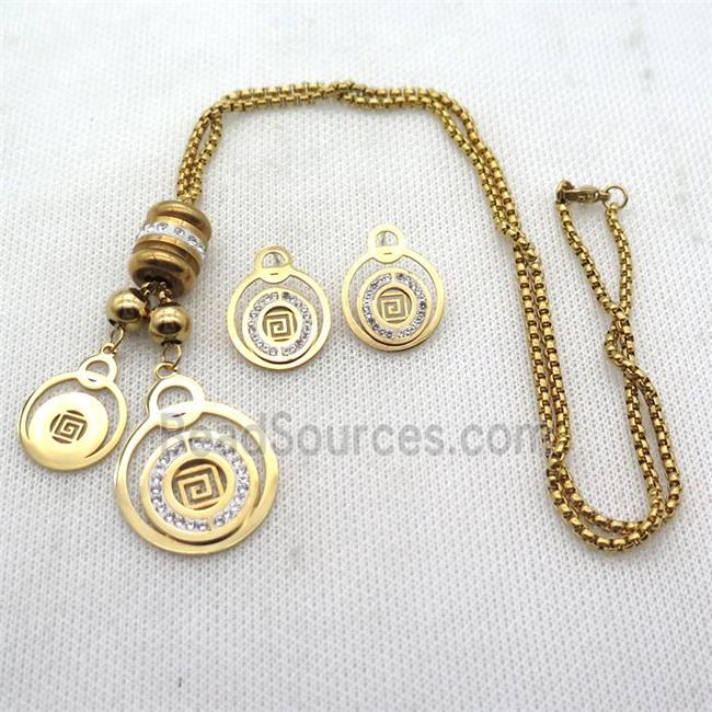 stainless steel necklace and earring, gold plated