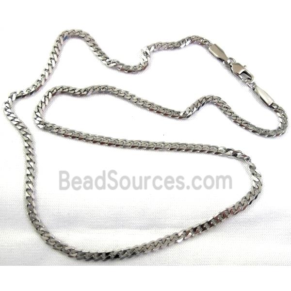 Stainless steel Necklace, platinum plated