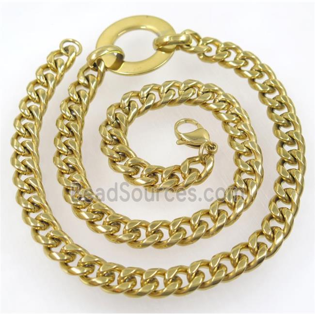 stainless steel necklace, gold plated