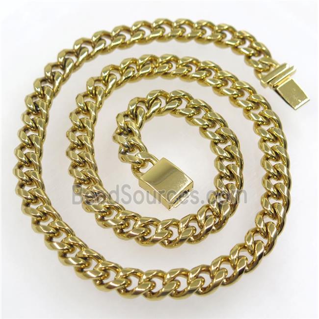 stainless steel necklace, gold plated