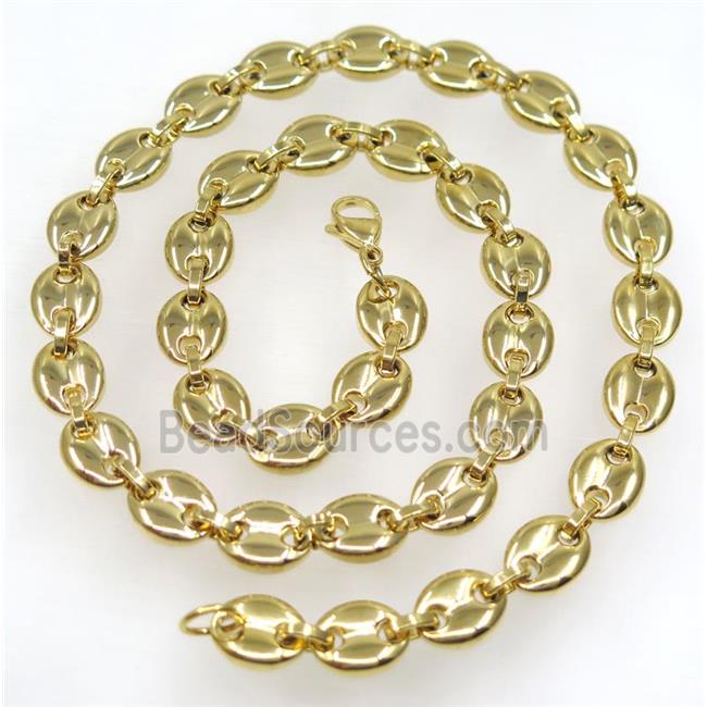 stainless steel necklace, gold plated