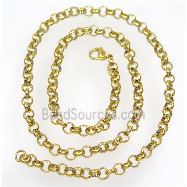 stainless steel necklace, gold plated