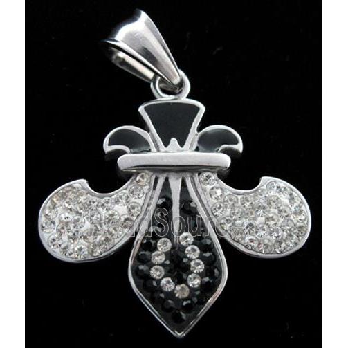 Stainless steel pendant with fimo clay pave mid-east rhinestone