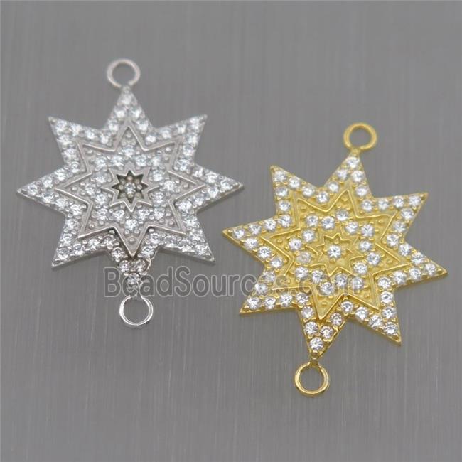 Sterling Silver star connector paved zircon, mixed color