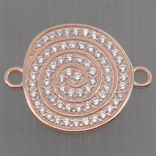 Sterling Silver rebirth connector paved zircon, rose gold