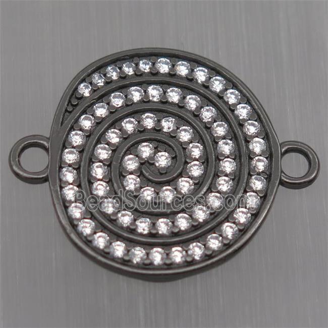 Sterling Silver rebirth connector paved zircon, black plated