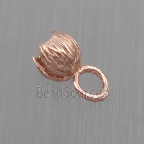 Sterling Silver pendant paved zircon, lotus flower, rose gold