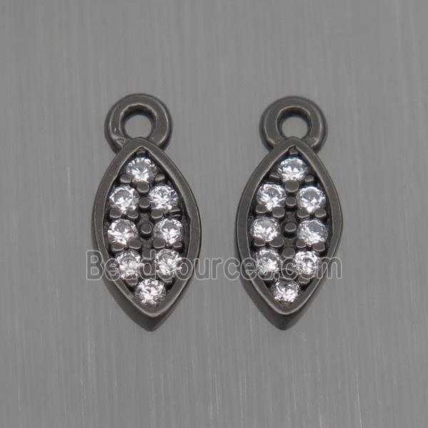 Sterling Silver leaf pendant paved zircon, black plated