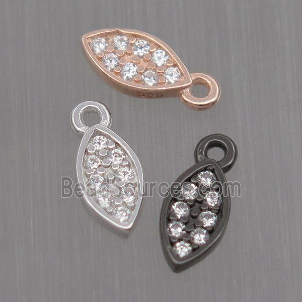 Sterling Silver leaf pendant paved zircon, mix color