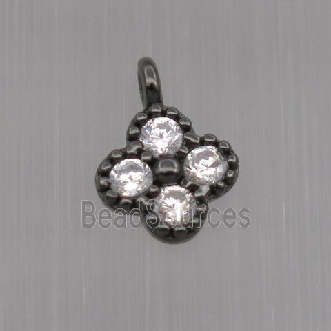 Sterling Silver clover pendant paved zircon, black plated