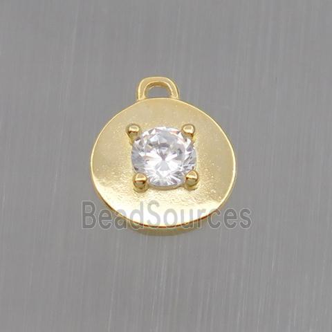 Sterling Silver circle pendant paved zircon, gold plated