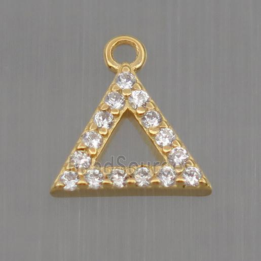 Sterling Silver triangle pendant paved zircon, gold plated