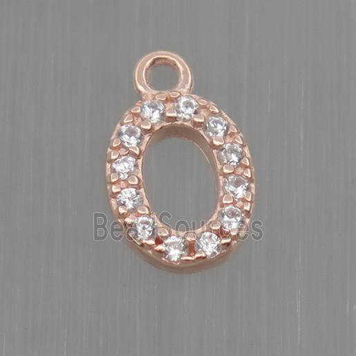 Sterling Silver oval pendant paved zircon, rose gold