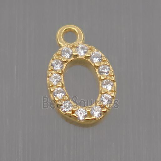 Sterling Silver oval pendant paved zircon, gold plated