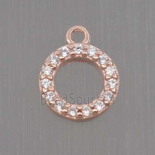 Sterling Silver circle pendant paved zircon, rose gold