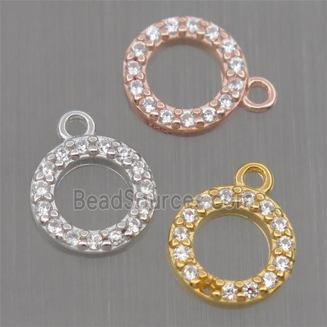 Sterling Silver circle pendant paved zircon, mixed color