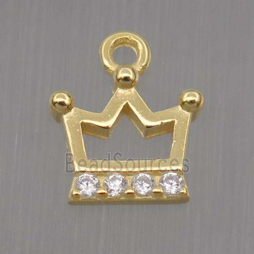 Sterling Silver crown pendant paved zircon, gold plated