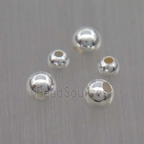 round Sterling Silver beads paved zircon, silver plated